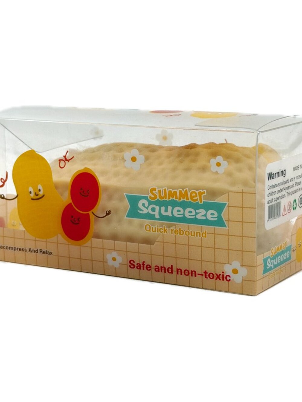 Summer Squeeze Quick Rebound Peanut Squishy Toy Sensory Stress Relief Tan NWT
